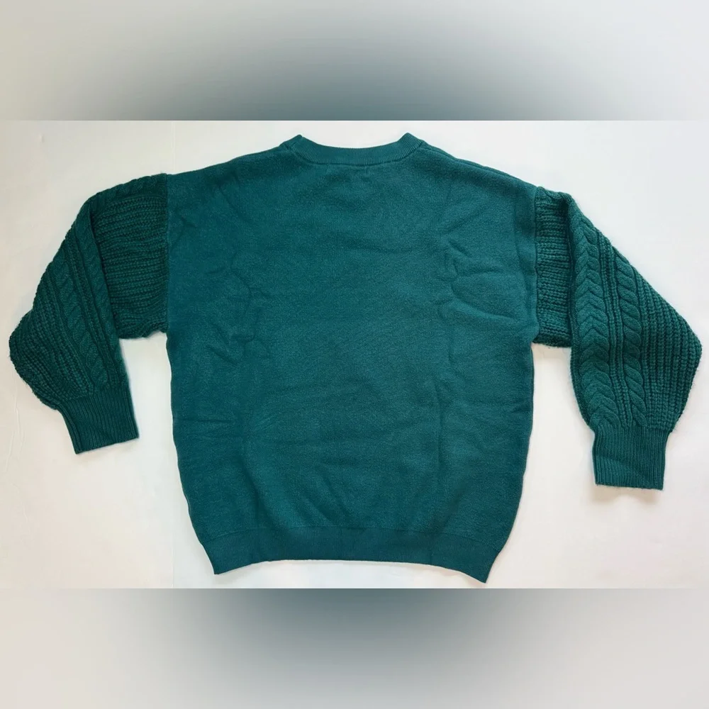 Zesica Chunky Cable Knit Long Sleeve Oversized Pullover Sweater Forest Green